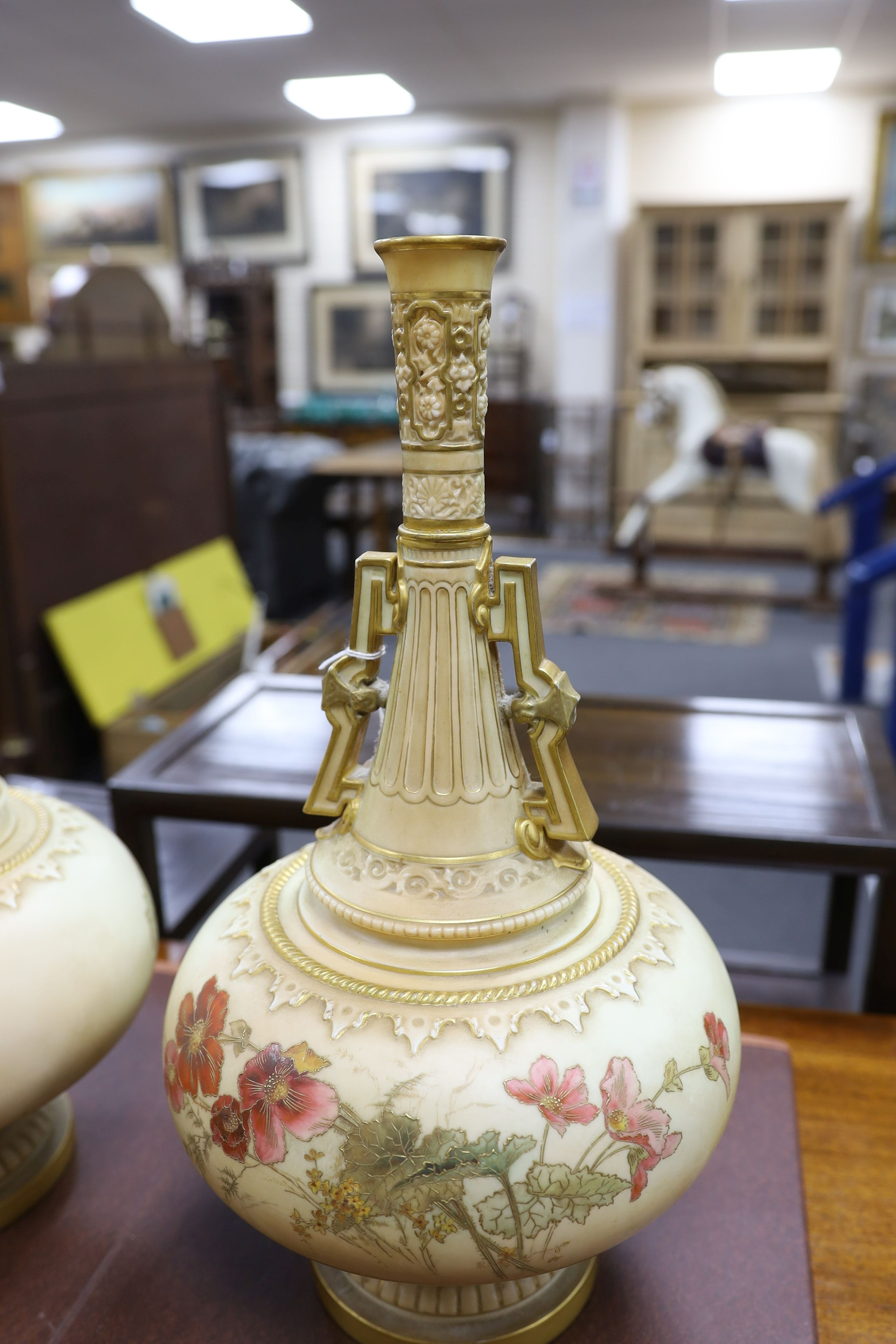 A pair of large Royal Worcester vases - 43cm tall